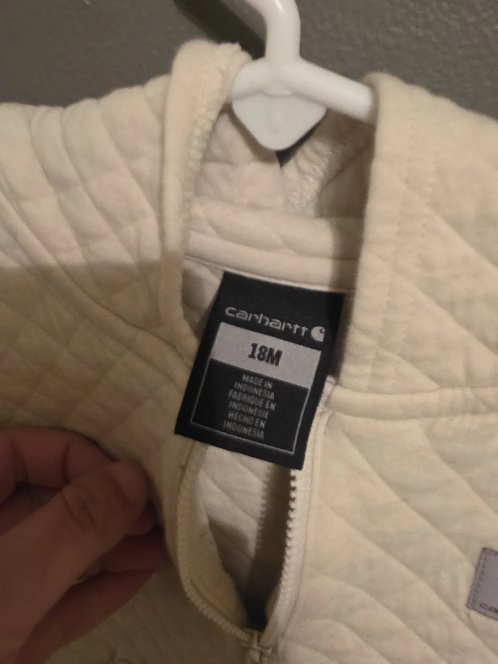 Carhartt Kids Quilted Cream Half-Zip Hoodie
